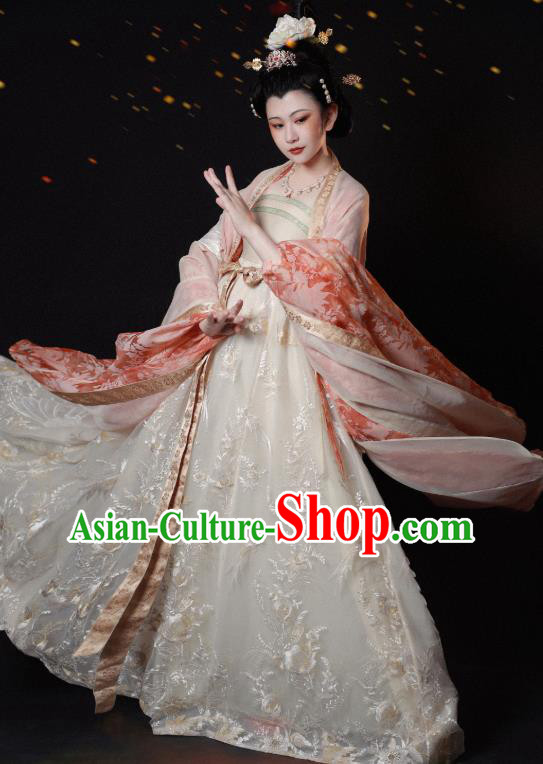 China Ancient Court Woman Hanfu Dress Garments Traditional Tang Dynasty Imperial Concubine Historical Clothing