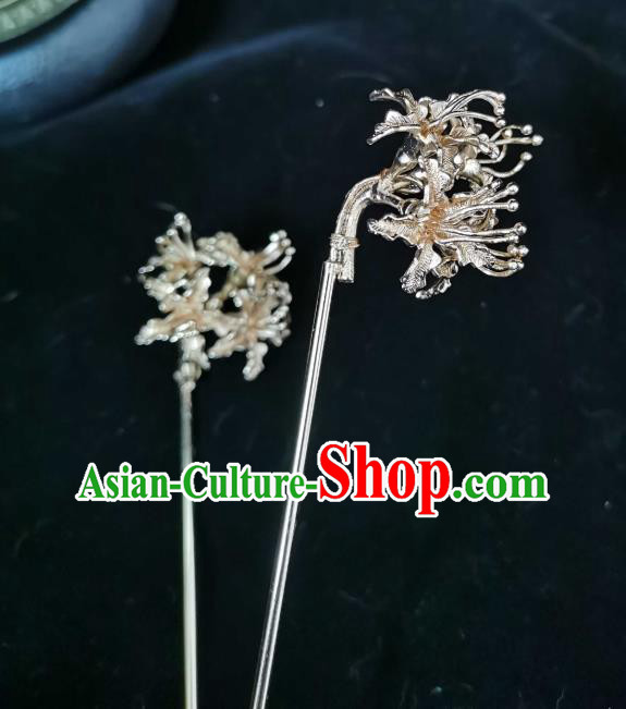 China Ancient Palace Lady Hair Stick Tang Dynasty Princess Golden Manjusaka Hairpin Traditional Hanfu Hair Accessories