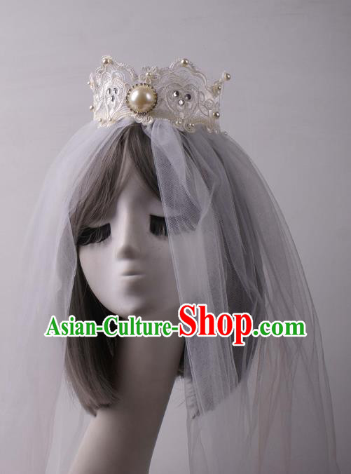 Top Baroque Bride Giant Headdress Rio Carnival Decorations Halloween Cosplay Princess Pearls Headwear Stage Show Royal Crown