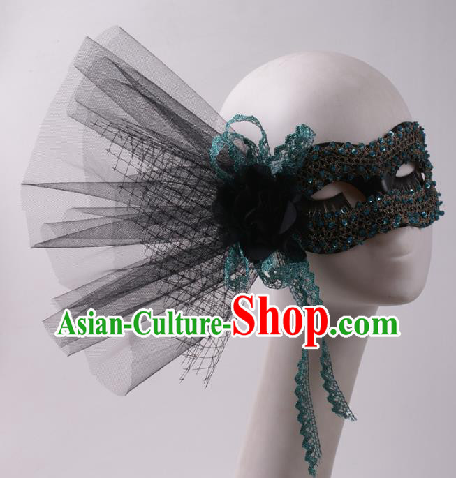 Handmade Costume Ball Black Veil Face Mask Stage Show Blinder Headpiece Halloween Cosplay Party Woman Mask
