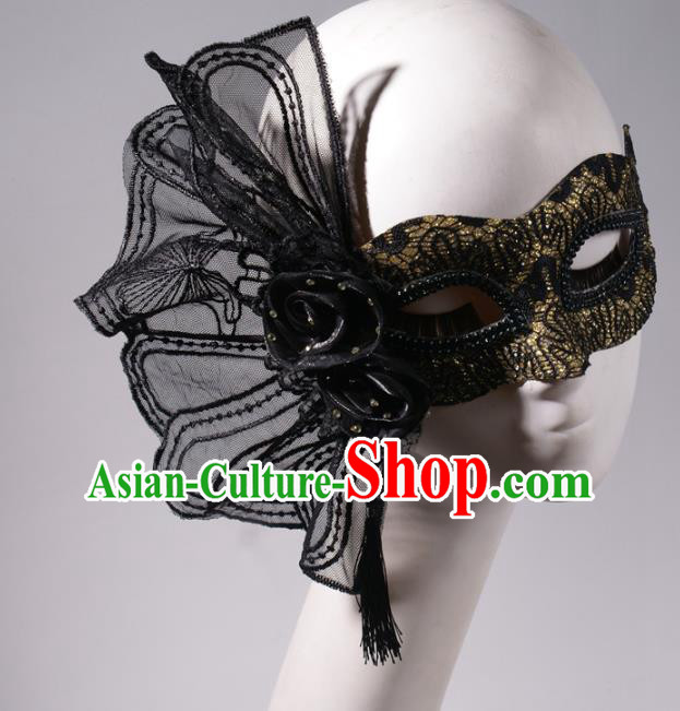 Handmade Halloween Cosplay Party Woman Mask Costume Ball Golden Face Mask Stage Show Blinder Headpiece