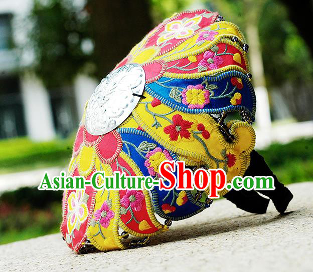 China Handmade Folk Dance Headband Yunnan Minority Embroidered Hair Clasp Ethnic Woman Headwear