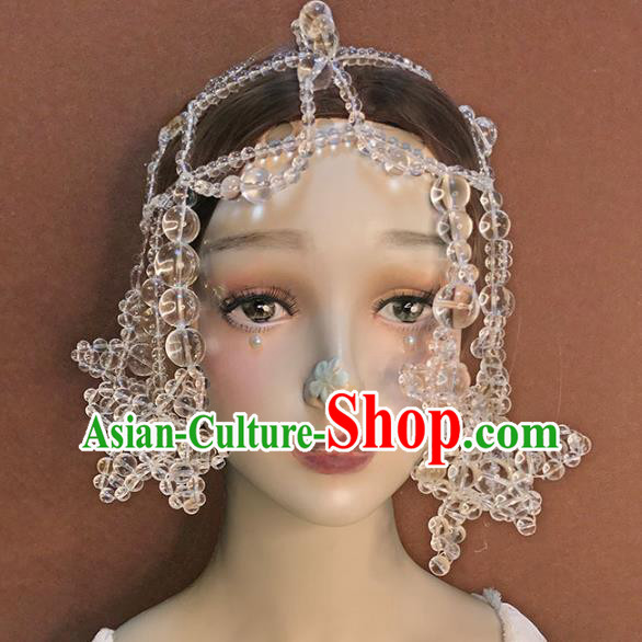 Top Catwalks Wedding Headdress Baroque Bride Beads Star Hat Stage Show Tassel Hair Clasp