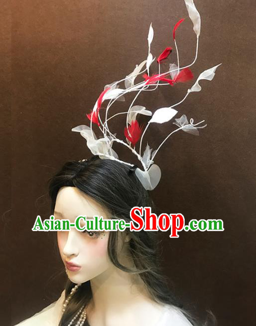 Top Stage Show Silk Leaf Hair Crown Catwalks Performance Headdress Baroque Bride Hair Clasp