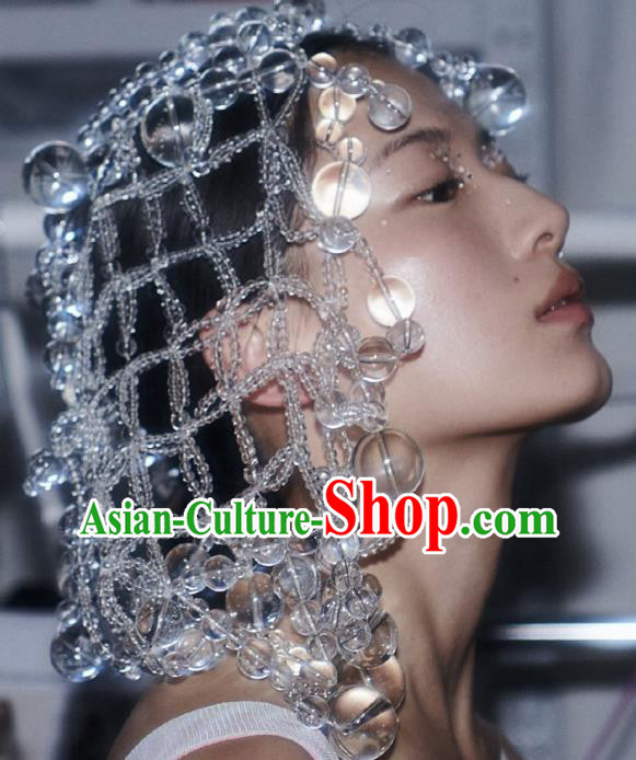 Top Catwalks Performance Hair Accessories Baroque Bride Hair Clasp Stage Show Beads Tassel Hat