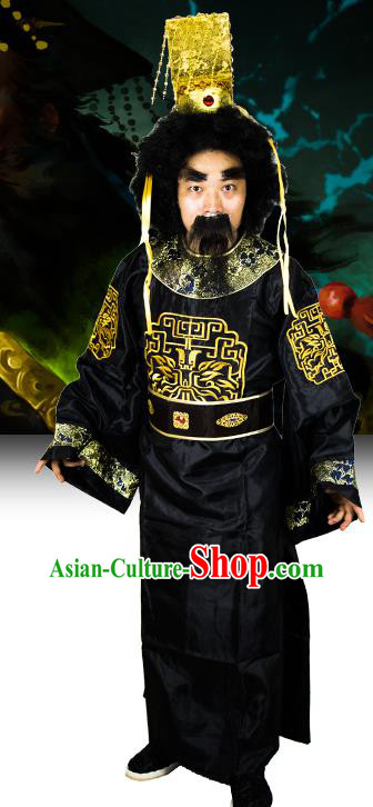 China Cosplay Lord Yama King Black Clothing Ancient Tang Dynasty Official Garment Costumes and Headpiece