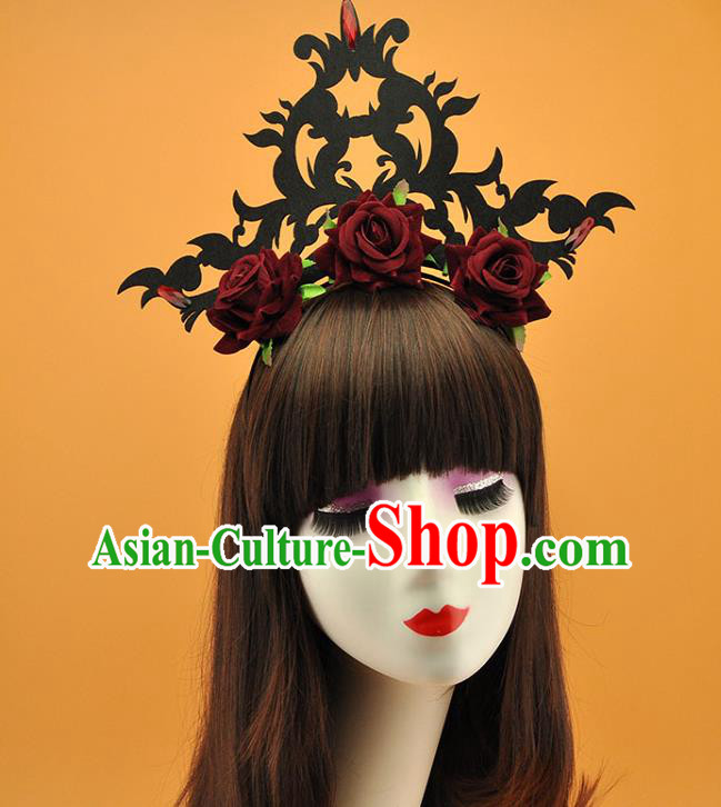 Top Cosplay Hair Accessories Christmas Queen Hair Crown Halloween Fancy Ball Hair Clasp Gothic Giant Headdress