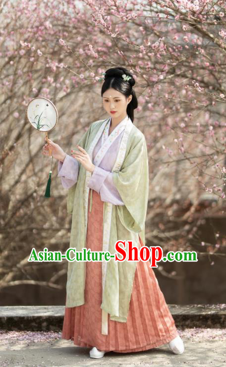 China Song Dynasty Young Beauty Historical Clothing Ancient Noble Lady Dress Traditional Court Princess Hanfu Garments