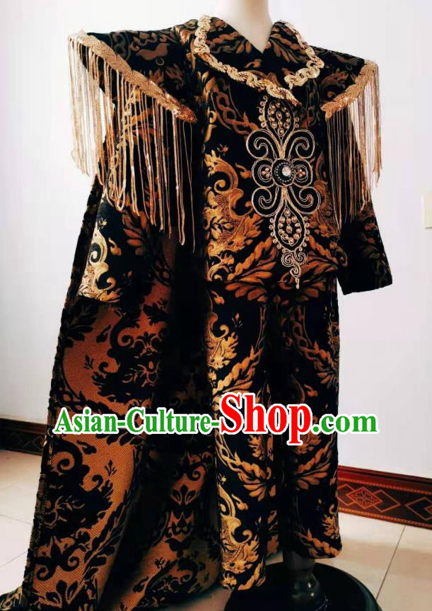 Custom Stage Show Prince Black Uniforms Children Catwalks Garment Costume Boys Performance Clothing