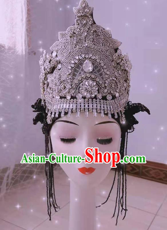Top Brazil Parade Girl Crystal Headdress Halloween Cosplay Hair Accessories Catwalks Royal Crown Baroque Princess Top Hat