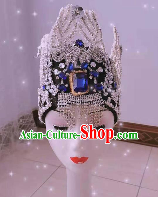 Top Catwalks Crystal Royal Crown Baroque Princess Hat Brazil Parade Girl Headdress Halloween Cosplay Hair Accessories
