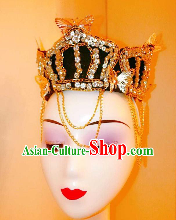 Top Brazil Parade Headdress Halloween Cosplay Queen Hair Accessories Catwalks Crystal Royal Crown Baroque Bride Hat