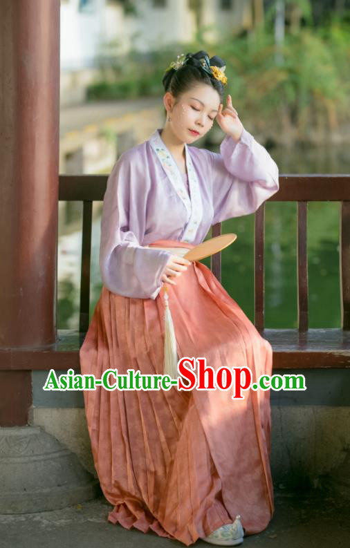 China Traditional Song Dynasty Historical Clothing Ancient Noble Mistress Hanfu Dress Garment Costumes