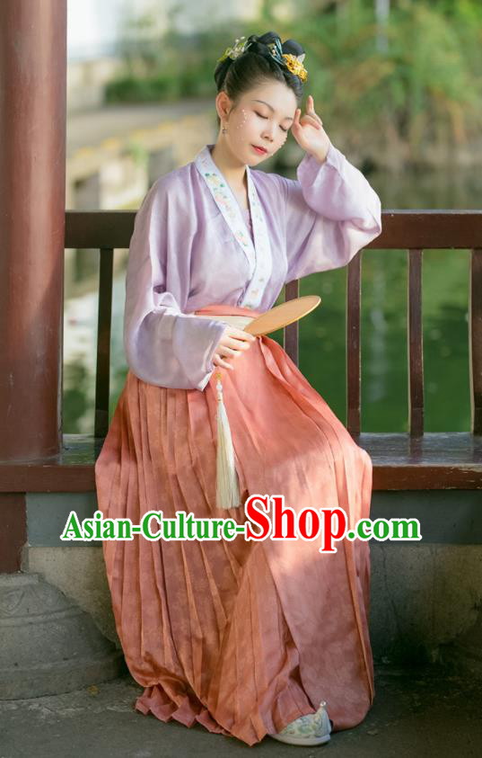 China Traditional Song Dynasty Historical Clothing Ancient Noble Mistress Hanfu Dress Garment Costumes