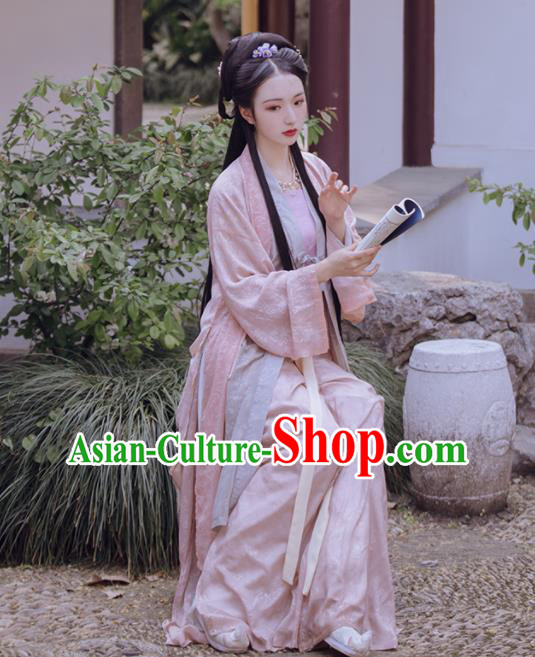 China Traditional Hanfu Garment Costumes Ancient Song Dynasty Nobility Female Historical Clothing