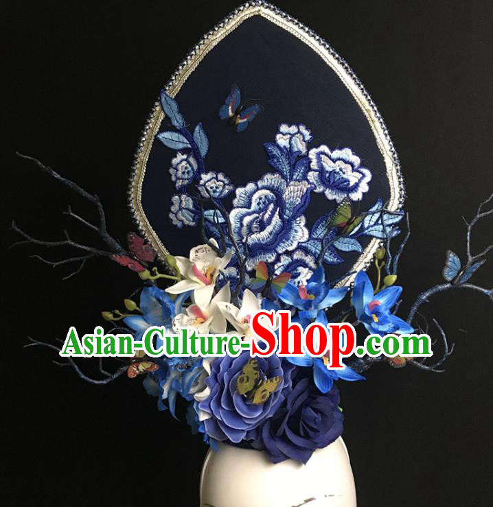 Top Brazil Parade Headdress Halloween Cosplay Hair Accessories Catwalks Embroidered Royal Crown Rio Carnival Flowers Top Hat