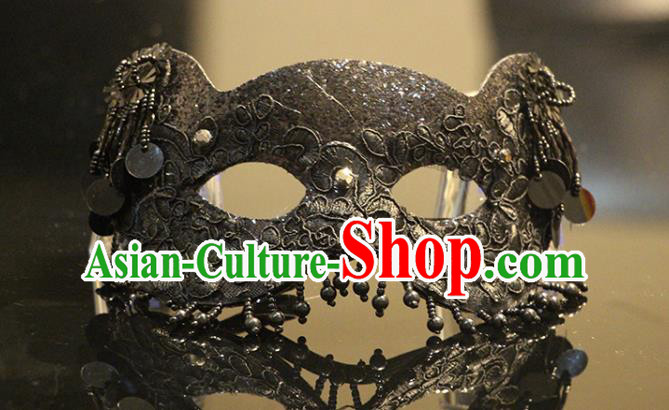 Handmade Halloween Cosplay Tassel Face Mask Costume Party Blinder Gothic Princess Headpiece Brazil Carnival Black Cat Mask