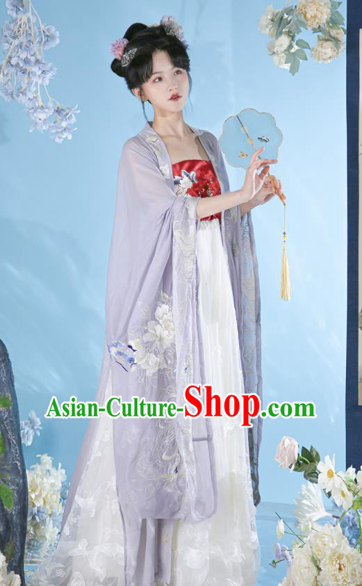 Traditional China Tang Dynasty Princess Embroidered Hanfu Dress Garments Ancient Court Woman Historical Clothing
