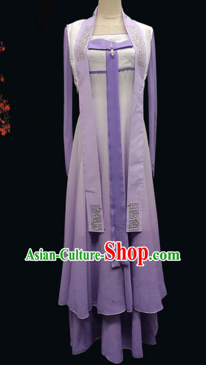 Top Chinese Traditional Umbrella Dance Clothing Classical Dance Purple Dress Woman Solo Dance Garment Costume