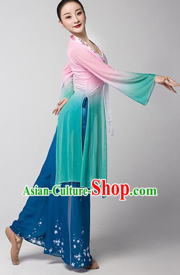 Top Chinese Woman Group Fan Dance Garment Costume Traditional Stage Performance Clothing Classical Dance Dress