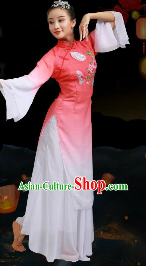 China Jiaozhou Yangko Performance Red Uniforms Fan Dance Group Dance Garment Costume Folk Dance Clothing
