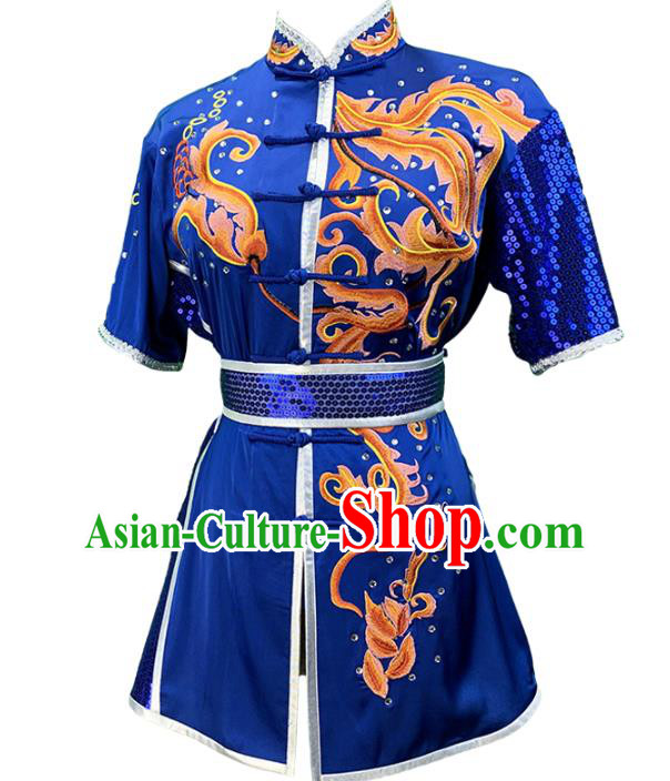 Chinese Kungfu Competition Clothing Kung Fu Training Garment Costumes Martial Arts Wushu Embroidered Red Sequins Outfits