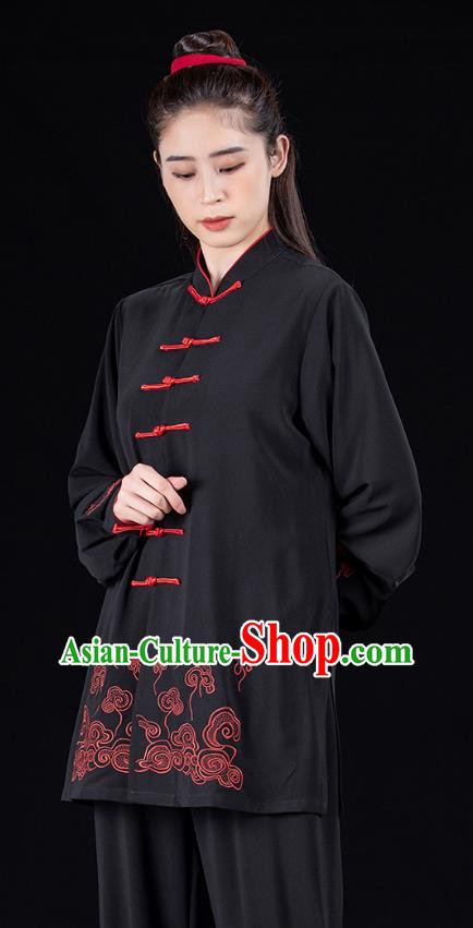 Chinese Martial Arts Competition Black Outfits Woman Tai Chi Performance Clothing Tai Ji Kung Fu Garment Costumes