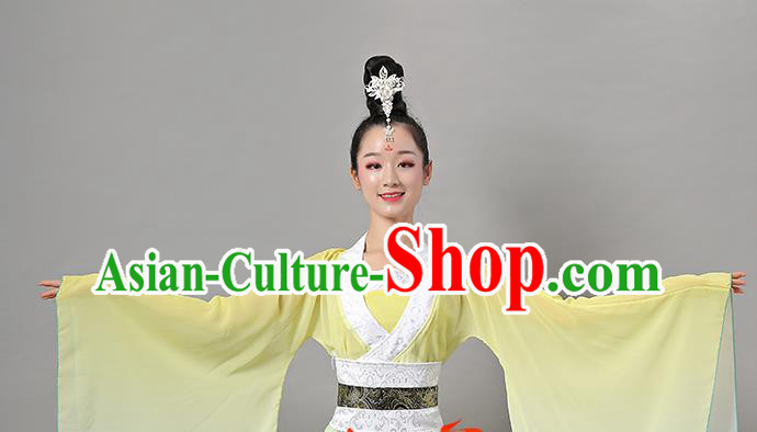 Top Chinese Woman Court Dance Garment Costume Traditional Stage Performance Clothing Classical Hanfu Dance Yellow Dress