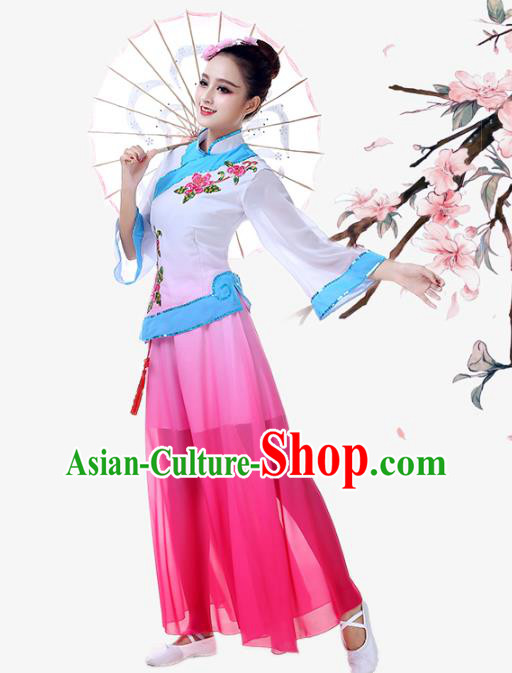 China Jiaozhou Yangko Performance Uniforms Fan Dance Garment Costume Female Umbrella Dance Clothing