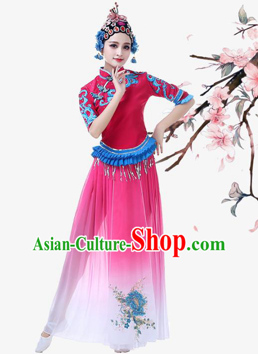 Top Chinese Woman Beijing Opera Garment Costume Traditional Classical Dance Rosy Dress Outfits Stage Performance Clothing