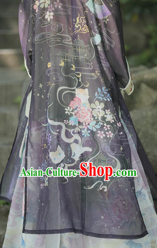 China Traditional Song Dynasty Historical Clothing Ancient Young Lady Embroidered Dress Hanfu Garments