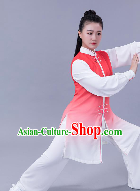 Chinese Tai Chi Chuan Performance Clothing Woman Tai Ji Training Garments Martial Arts Shadowboxing Competition Red Outfits