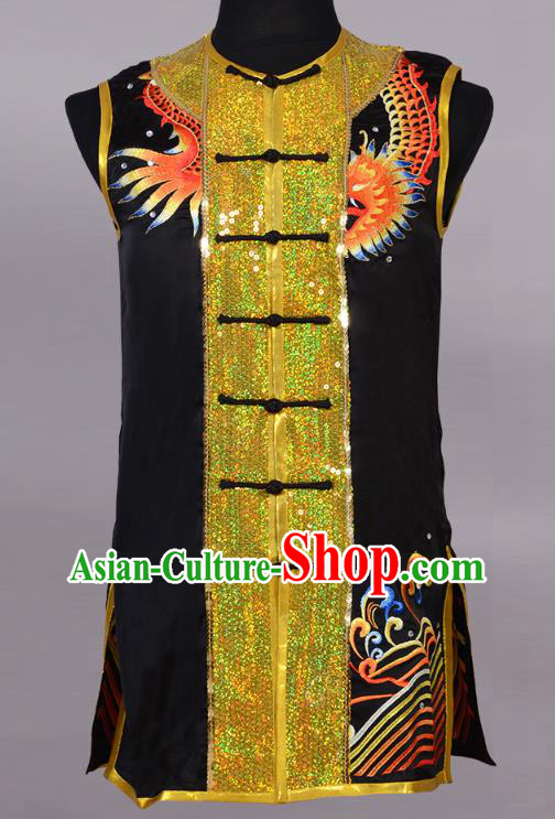 Top China Kung Fu Performance Apparels Cudgel Play Garment Costumes Southern Boxing Competition Uniforms Martial Arts Golden Sequins Clothing