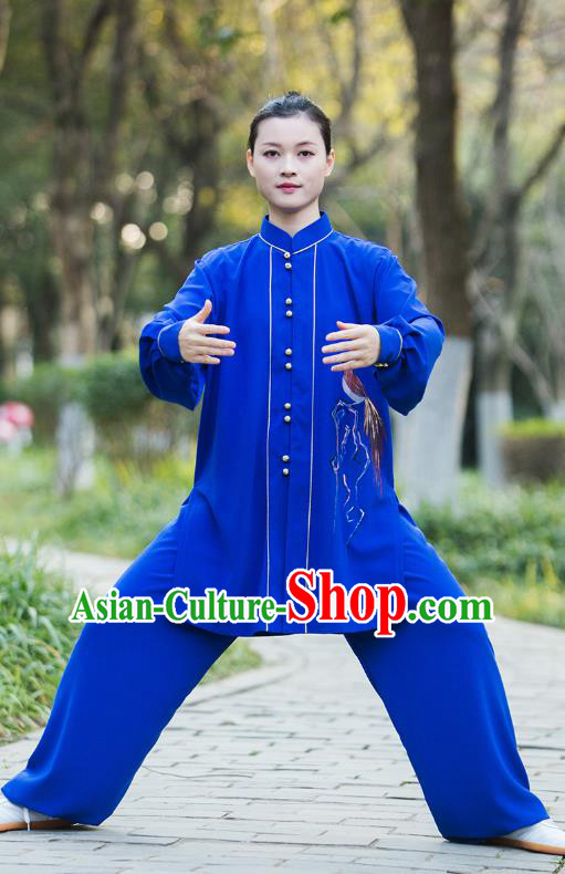 Chinese Tai Ji Competition Royalblue Outfits Tai Chi Group Performance Clothing Martial Arts Garment Kung Fu Suits