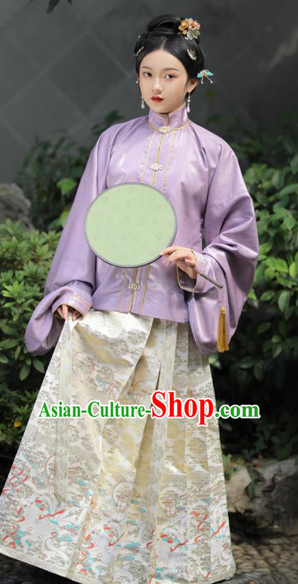 China Ancient Noble Mistress Hanfu Dress Garments Traditional Ming Dynasty Patrician Woman Historical Clothing