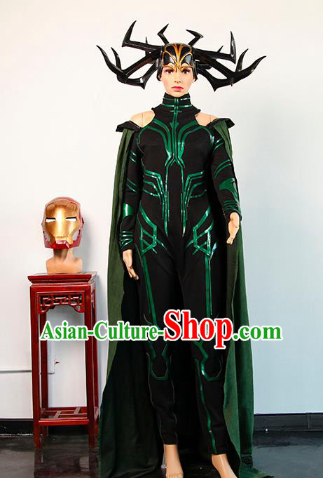Professional Halloween Cosplay Clothing European Queen Dress Western Swordswoman Garment Costume and Headdress