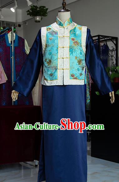 Chinese Ancient Shopkeeper Uniform Drama Teahouse Prince Mandarin Jacket Robe Qing Dynasty Lord Clothing