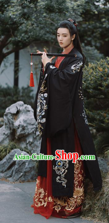 China Jin Dynasty Young Childe Historical Garment Costumes Ancient Swordsman Wei Wuxian Embroidered Hanfu Clothing for Men