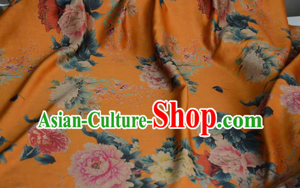 High Quality Chinese Qipao Cheongsam Fabric DIY Fabric Silk Fabric Yellow Gambiered Guangdong Gauze