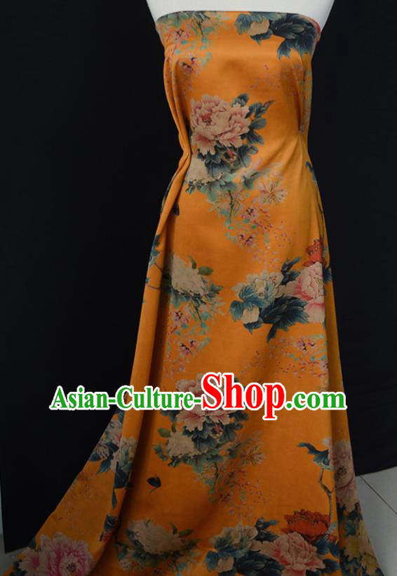 High Quality Chinese Qipao Cheongsam Fabric DIY Fabric Silk Fabric Yellow Gambiered Guangdong Gauze