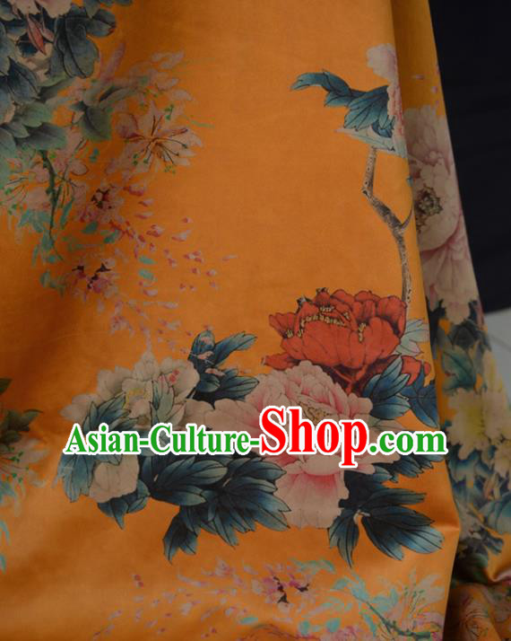 High Quality Chinese Qipao Cheongsam Fabric DIY Fabric Silk Fabric Yellow Gambiered Guangdong Gauze