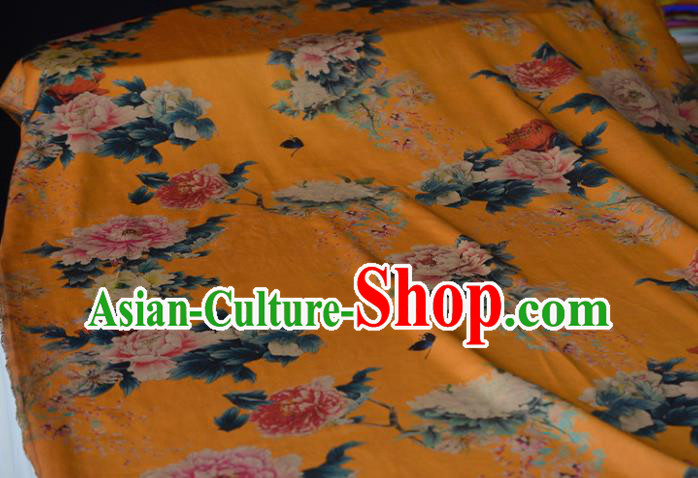 High Quality Chinese Qipao Cheongsam Fabric DIY Fabric Silk Fabric Yellow Gambiered Guangdong Gauze