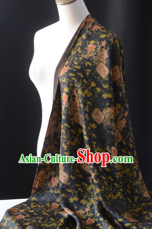 High Quality Chinese DIY Fabric Silk Fabric Navy Gambiered Guangdong Gauze Qipao Cheongsam Cloth