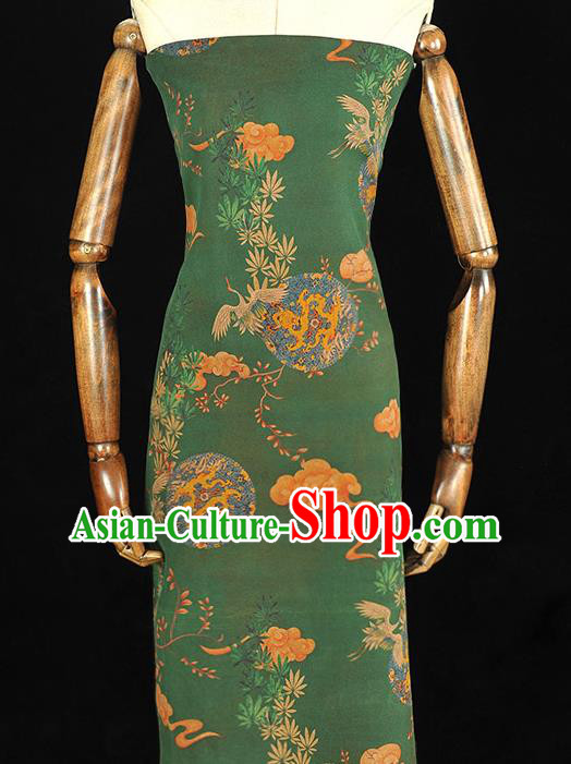 Chinese Traditional Dragon Pattern DIY Satin Fabric Silk Fabric Green Gambiered Guangdong Gauze Cheongsam Cloth