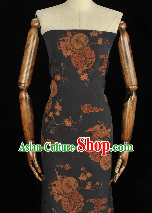 Chinese Traditional Palace Fan Pattern DIY Satin Fabric Silk Fabric Navy Gambiered Guangdong Gauze Cheongsam Cloth