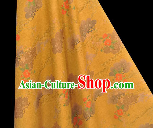 Chinese Cheongsam Cloth Traditional Flowers Pattern DIY Fabric Silk Fabric Yellow Gambiered Guangdong Gauze