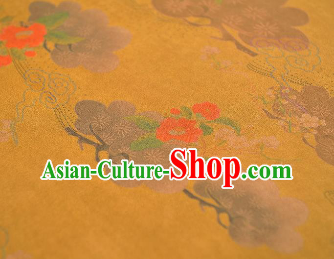 Chinese Cheongsam Cloth Traditional Flowers Pattern DIY Fabric Silk Fabric Yellow Gambiered Guangdong Gauze