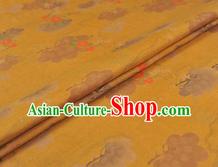 Chinese Cheongsam Cloth Traditional Flowers Pattern DIY Fabric Silk Fabric Yellow Gambiered Guangdong Gauze