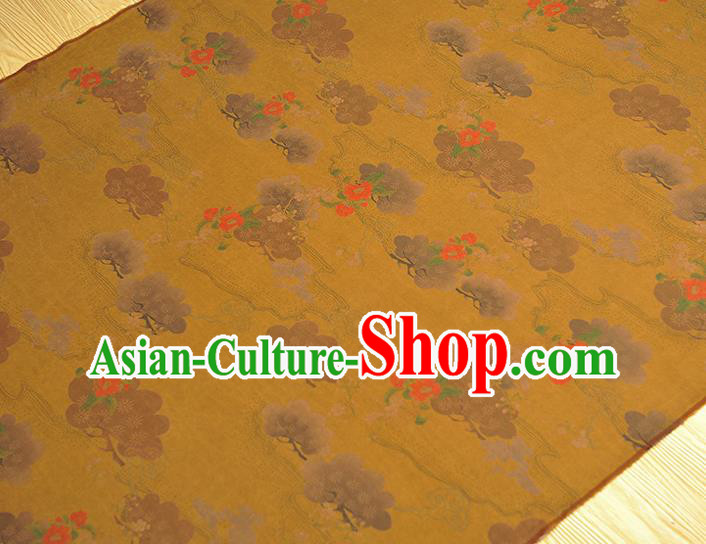 Chinese Cheongsam Cloth Traditional Flowers Pattern DIY Fabric Silk Fabric Yellow Gambiered Guangdong Gauze