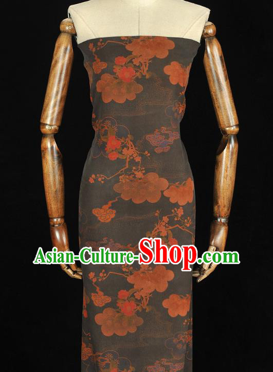 Chinese Traditional Flowers Pattern DIY Fabric Silk Fabric Black Gambiered Guangdong Gauze Cheongsam Cloth